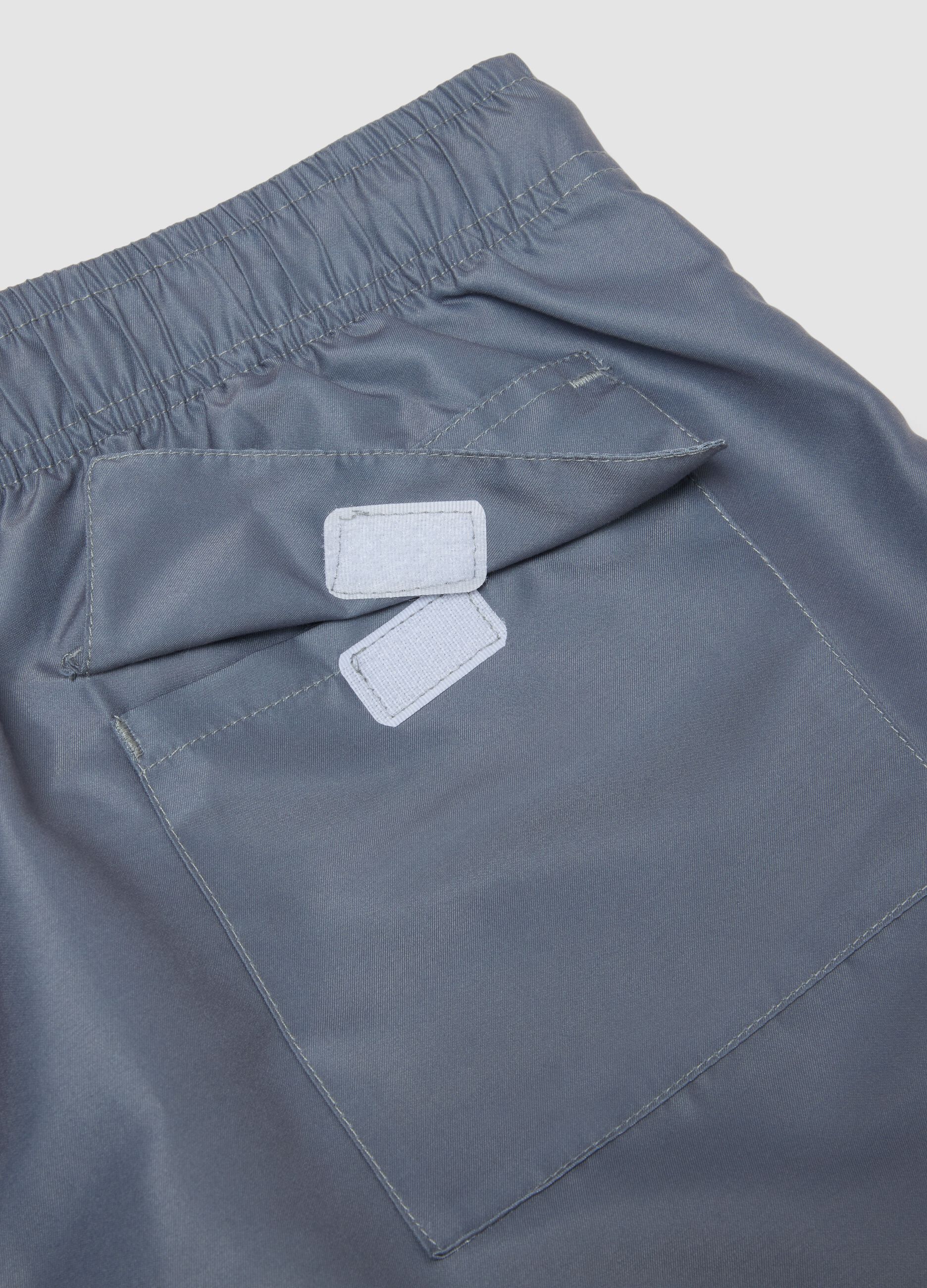 Grey Swim Boxer Shorts with One Piece Print