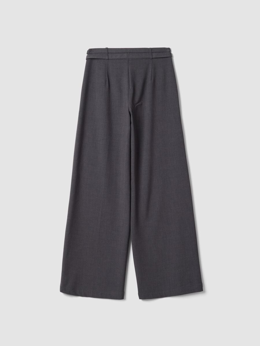 Grey formal stretch-viscose trousers with belt_6