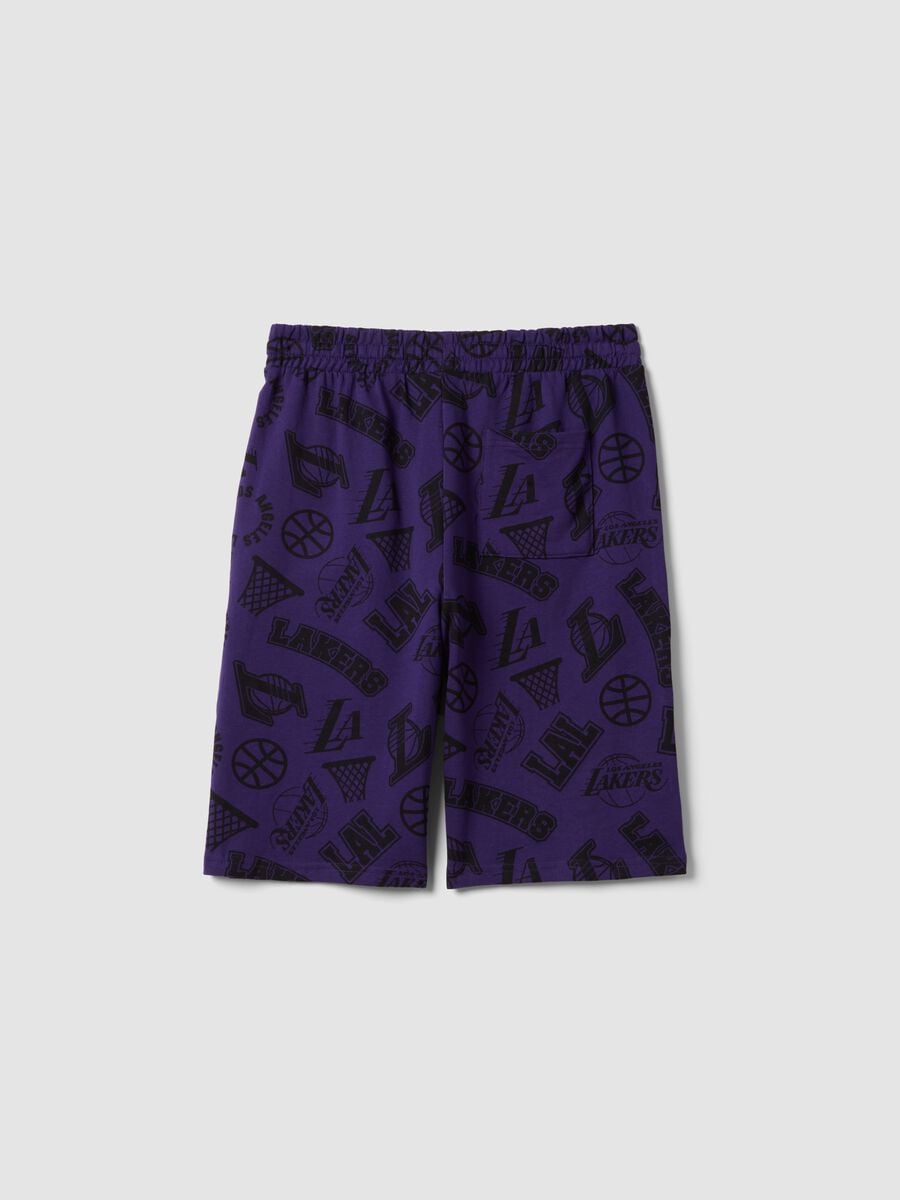Purple pure cotton Bermuda shorts with elasticated waist_4
