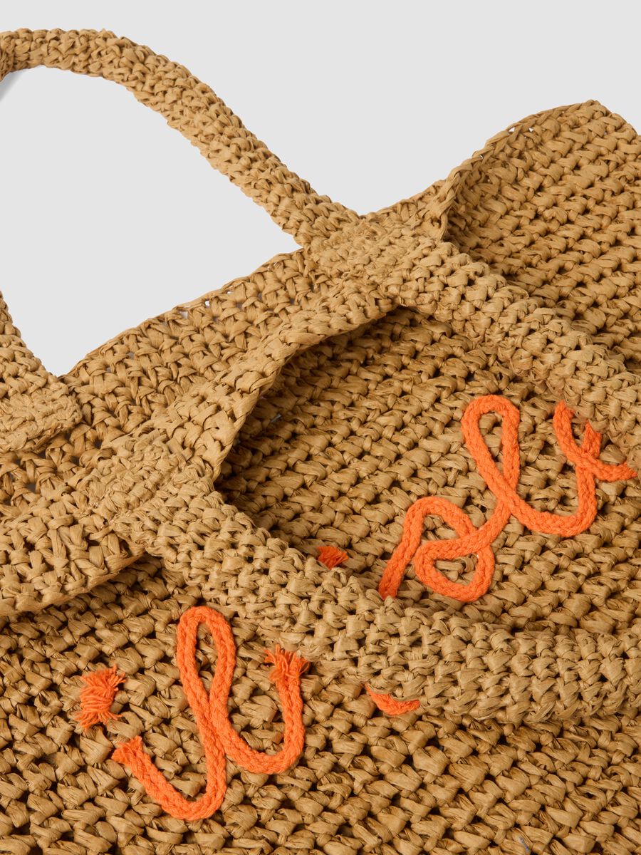 Brown beach bag in paper fabric_2