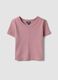 Pink short-sleeve stretch-cotton T-shirt_0