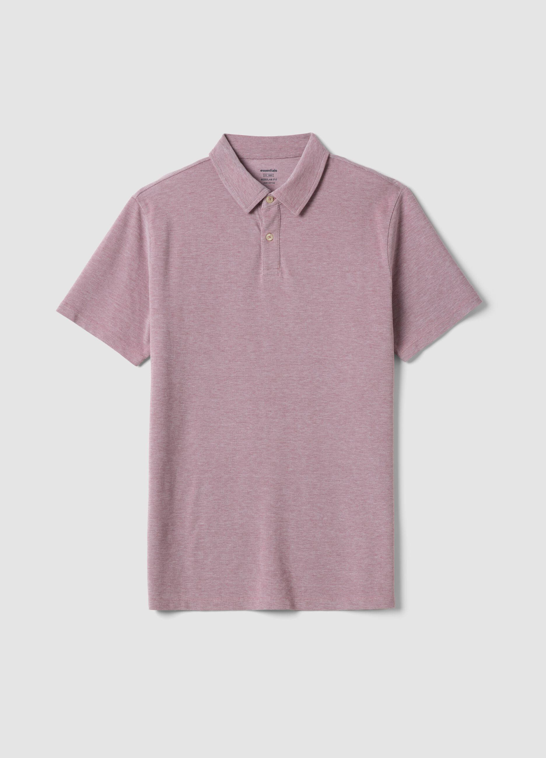 Polo rosa de manga curta em algod&atilde;o puro
