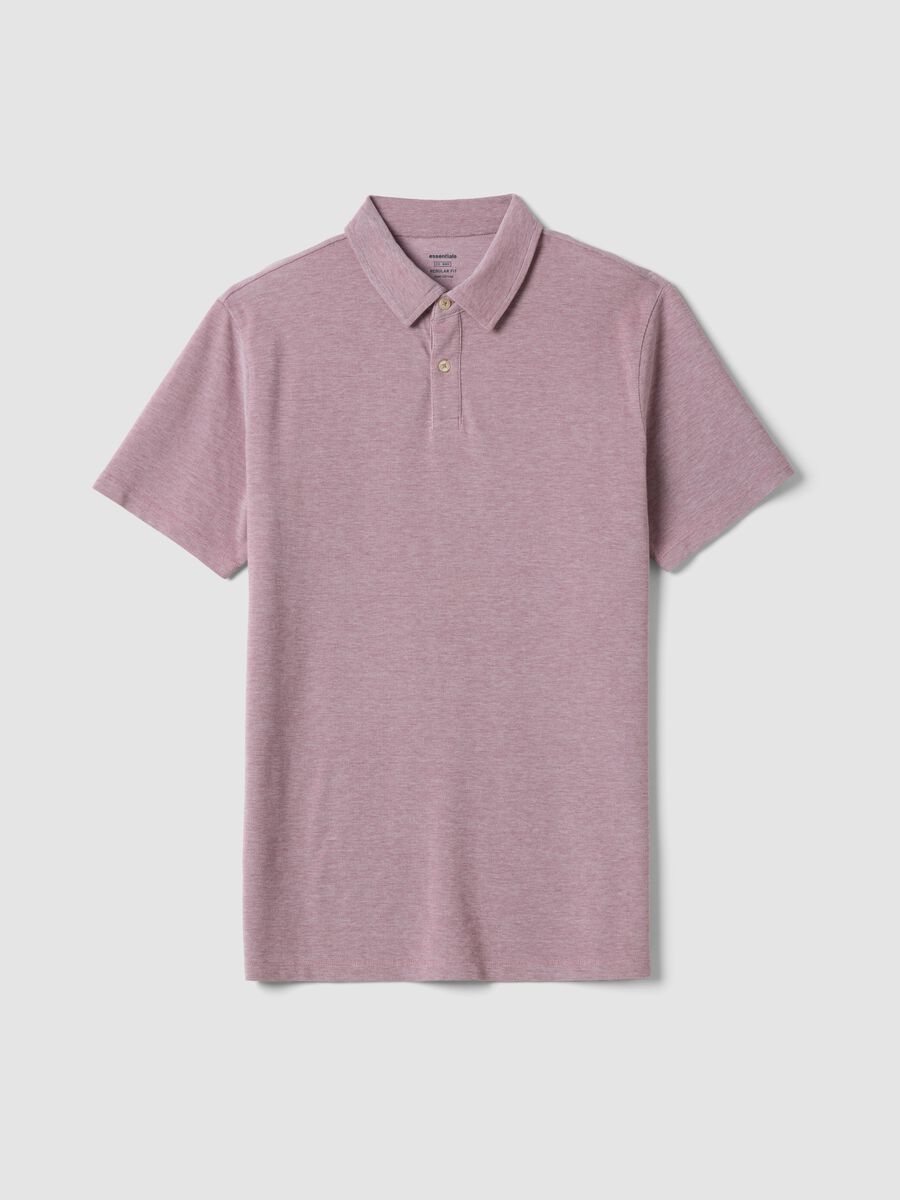 Pink short-sleeve polo shirt in pure cotton_4