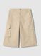 Girls' beige pure cotton cargo trousers, relaxed fit_3