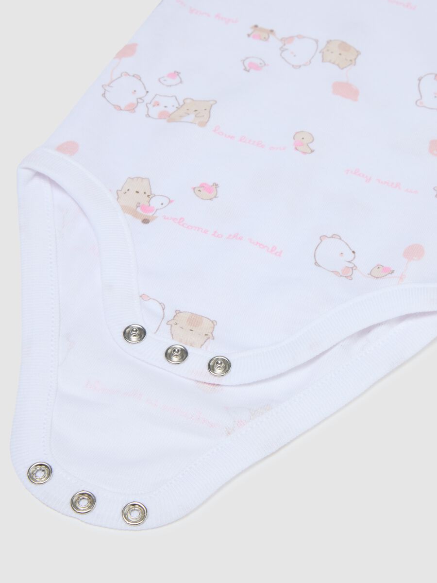 Dreierpack Kurzarm-Babybodys aus reiner Baumwolle in Multicolor_3