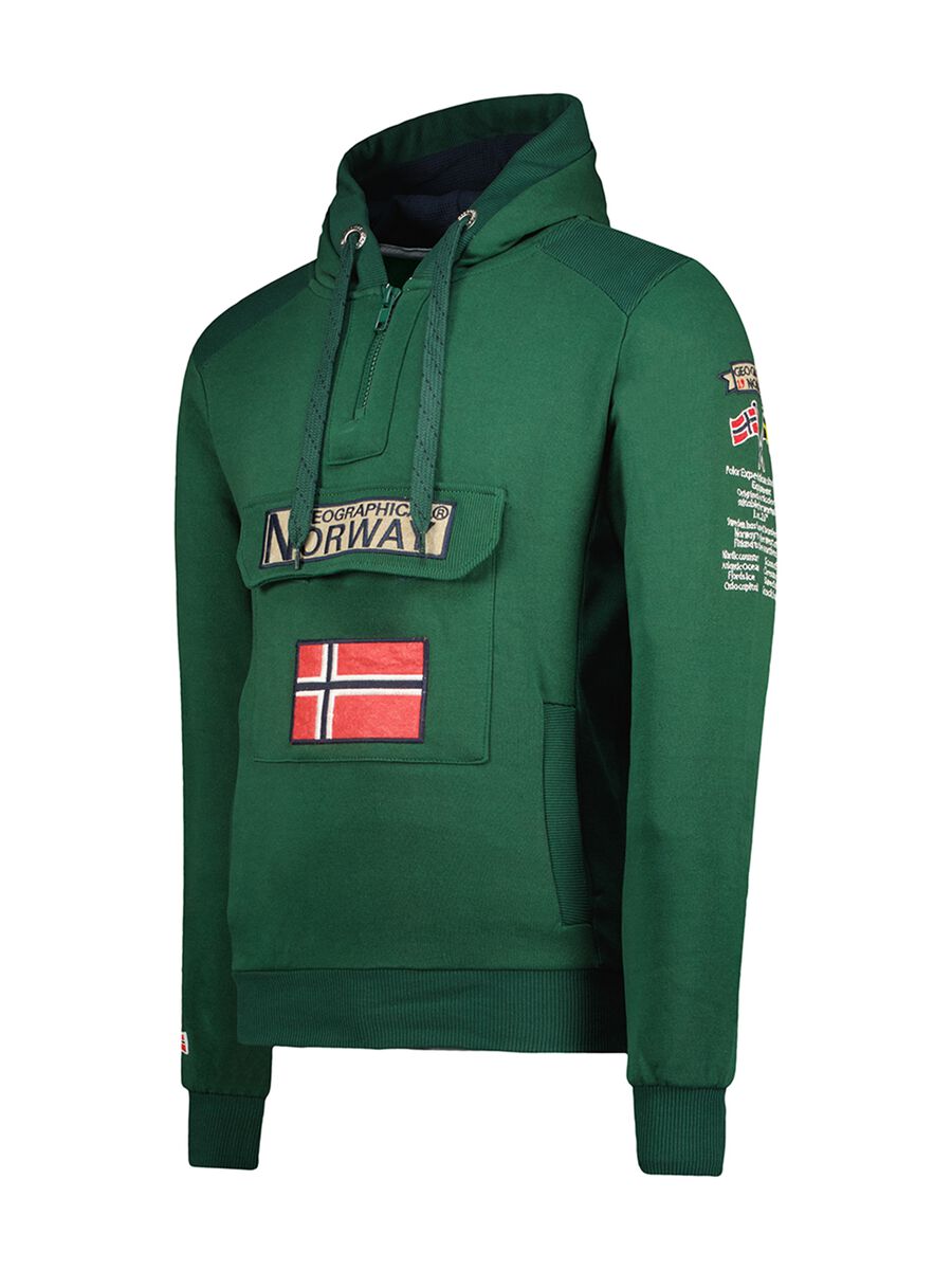 Geographical Norway Barman Khaki Green Pullover Hoodie Men's Parka Jacket