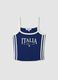 Blue stretch cotton tank top with thin straps_0