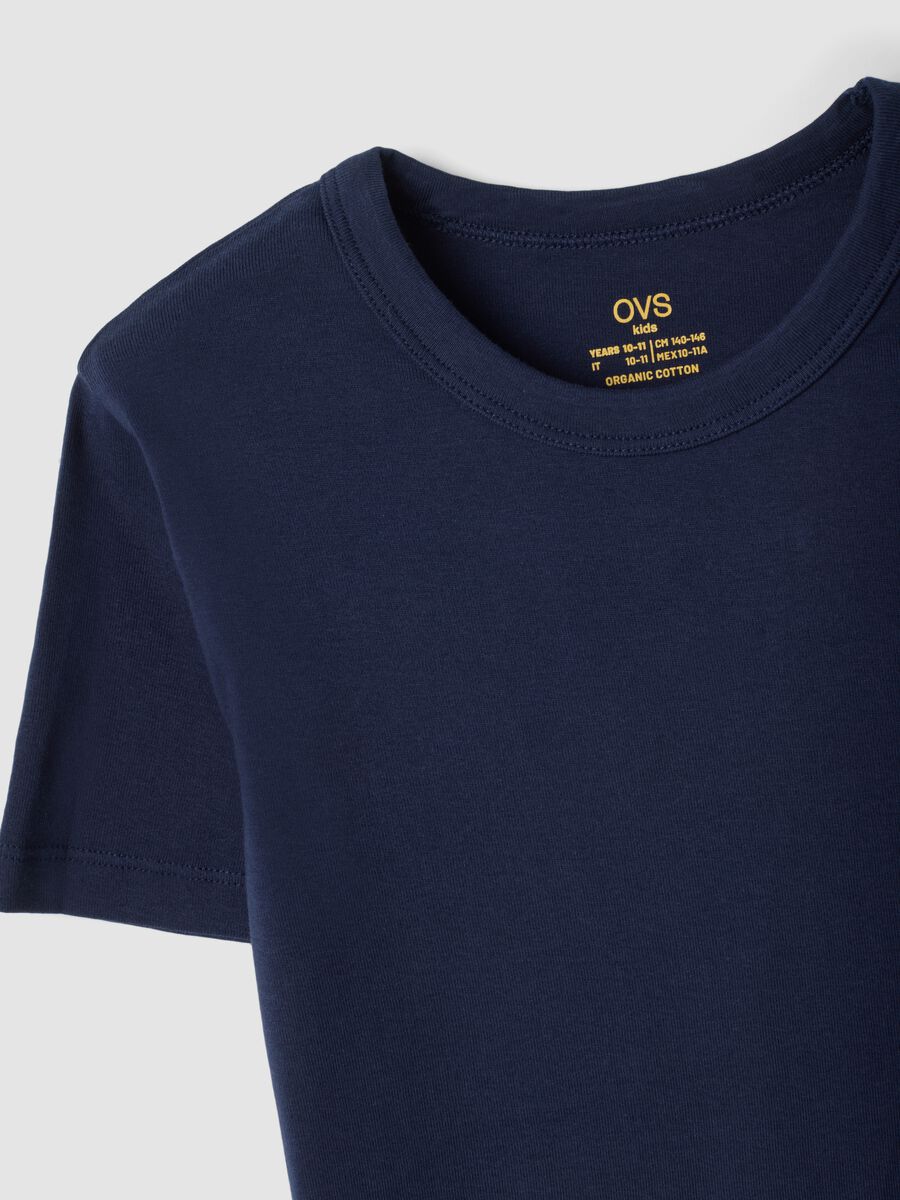 Bipack t-shirt blu e grigio in puro cotone organico girocollo_2