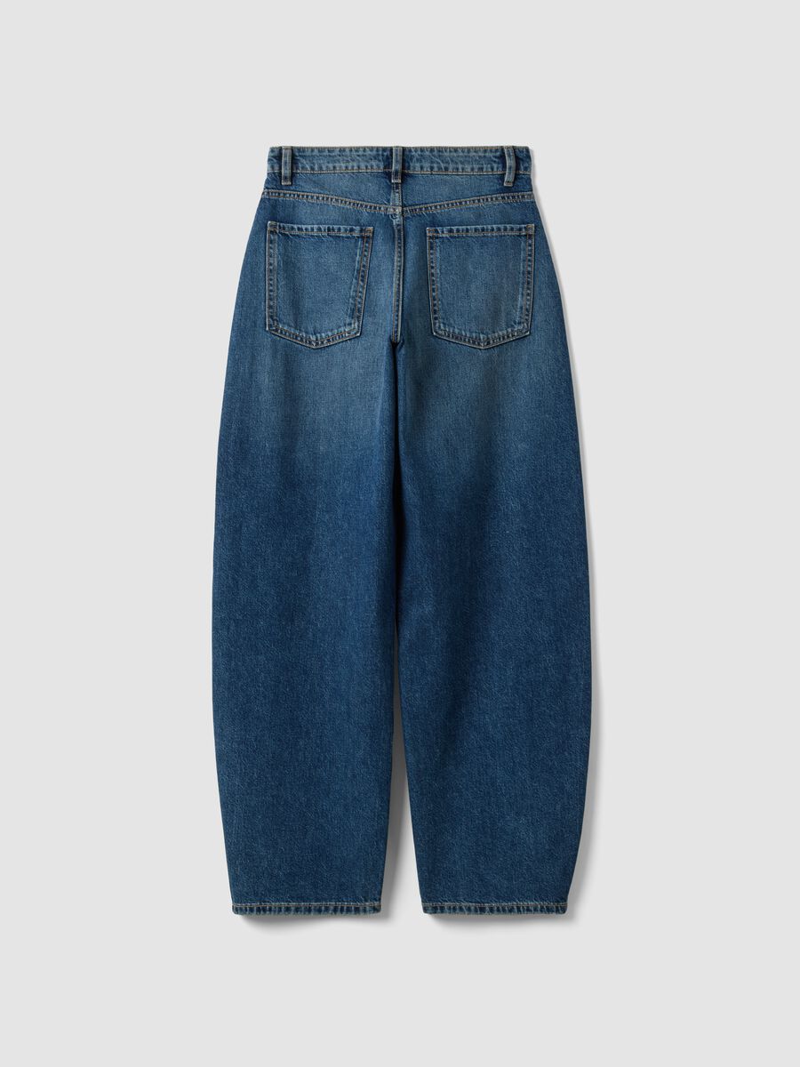 Jeans blu scuro denim in puro cotone barrel fit_2