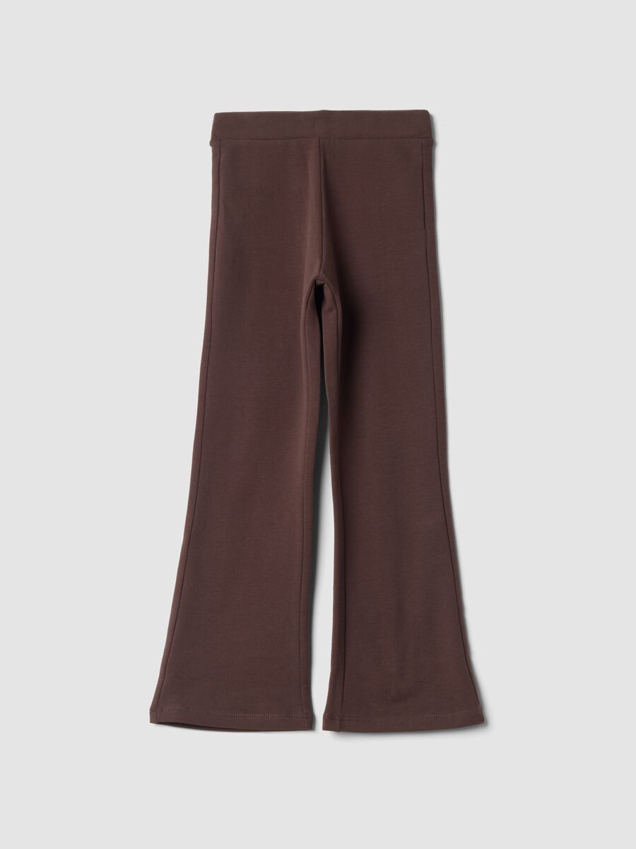 Brown flared leggings in stretch organic cotton_0