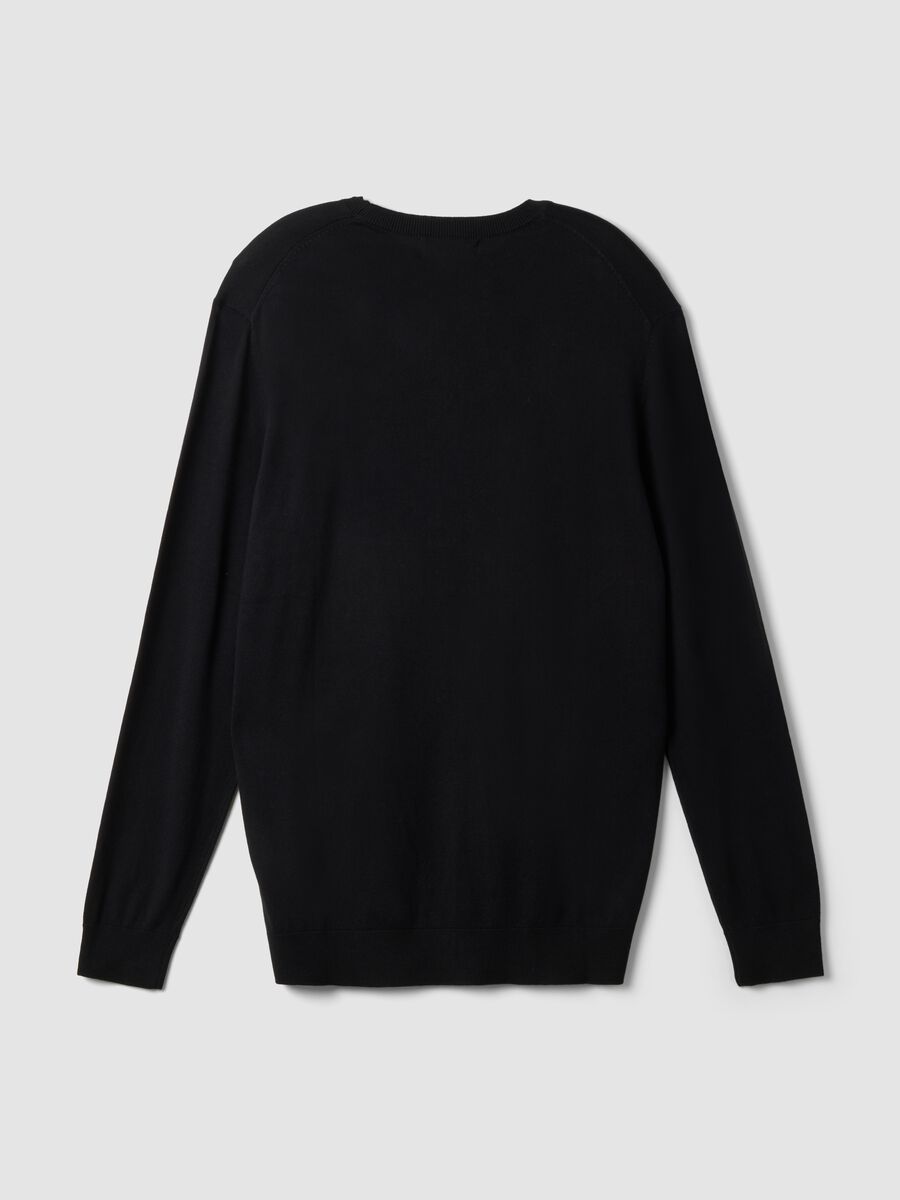 Black crew-neck viscose-blend jumper, regular fit_2