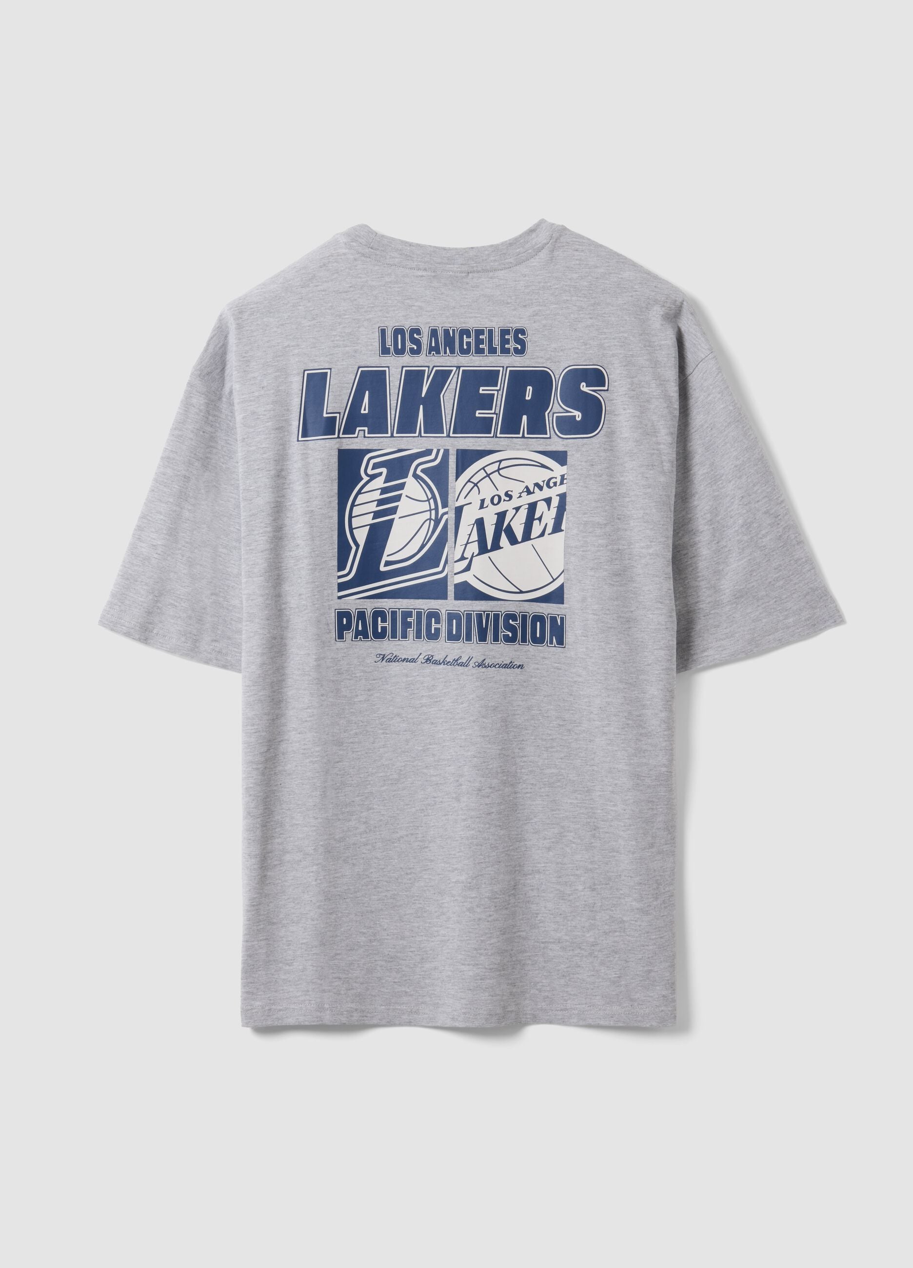 T-shirt cinzenta em algod&atilde;o puro com estampado Lakers
