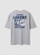 T-shirt cinzenta em algod&atilde;o puro com estampado Lakers_2