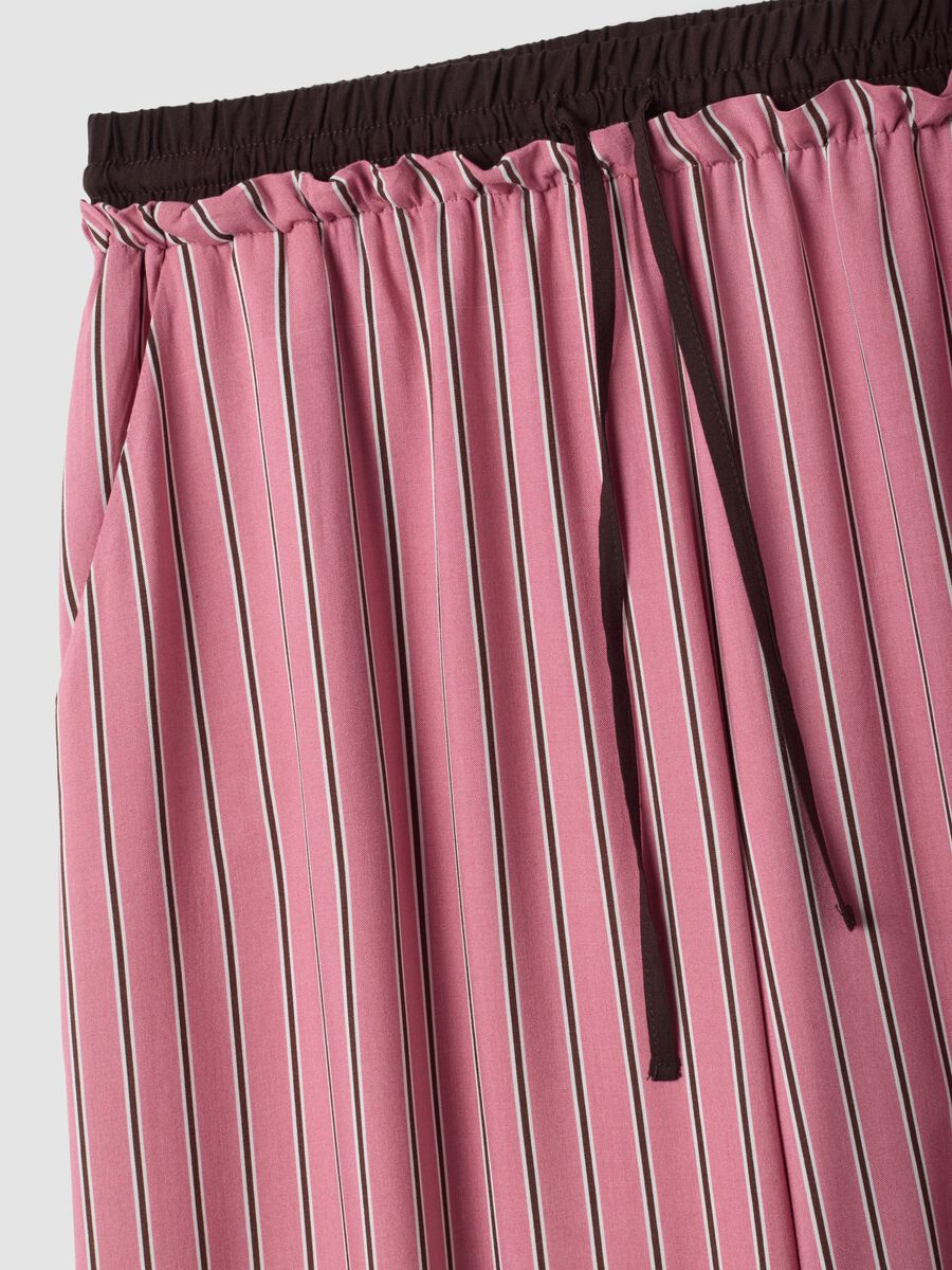 Pink pure viscose striped pyjama trousers_1
