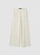 White wide leg cotton blend trousers with perforated texture_5