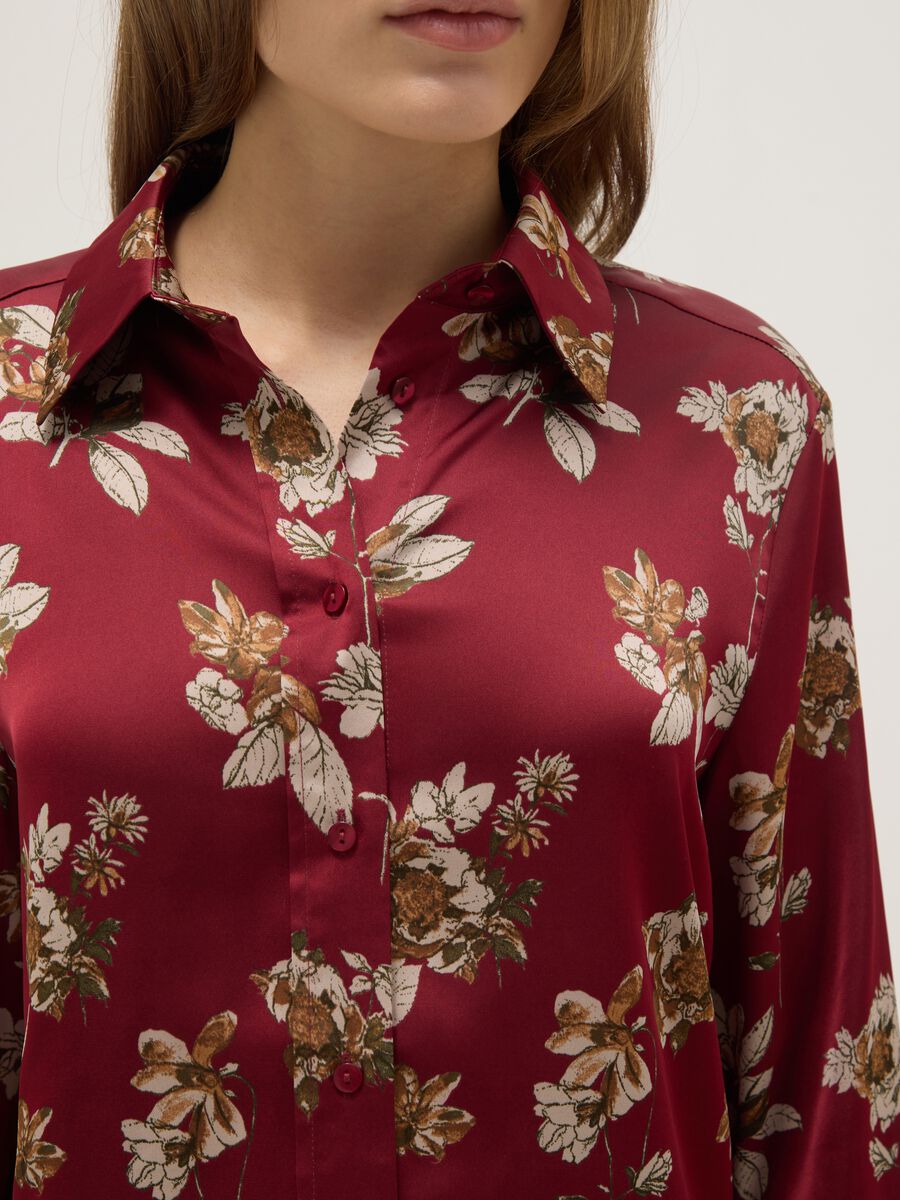 Long-sleeved multicolour regular fit satin shirt with floral design_3