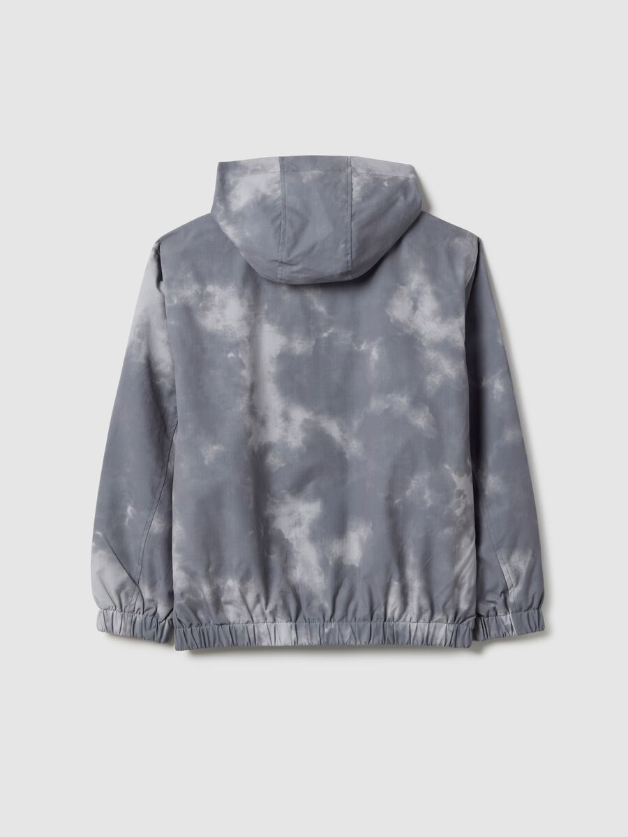 Grey mixed regular fit rain jacket with hood for boys_4