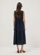 Vestido azul sem mangas em algod&atilde;o puro com folhos, corte regular_3