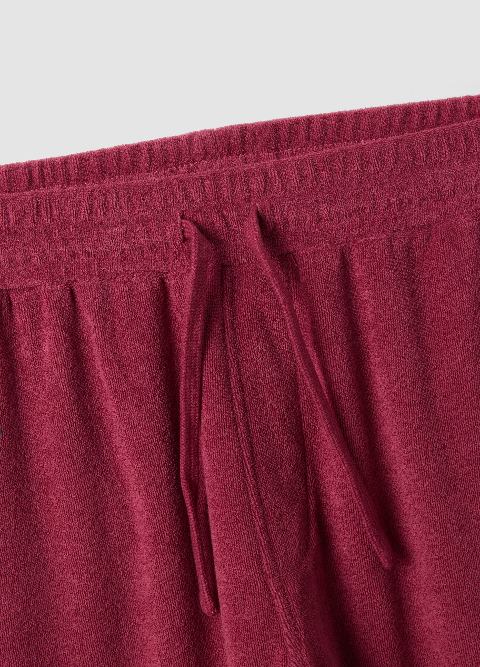 Red cotton-blend Bermuda shorts with elasticated waistband