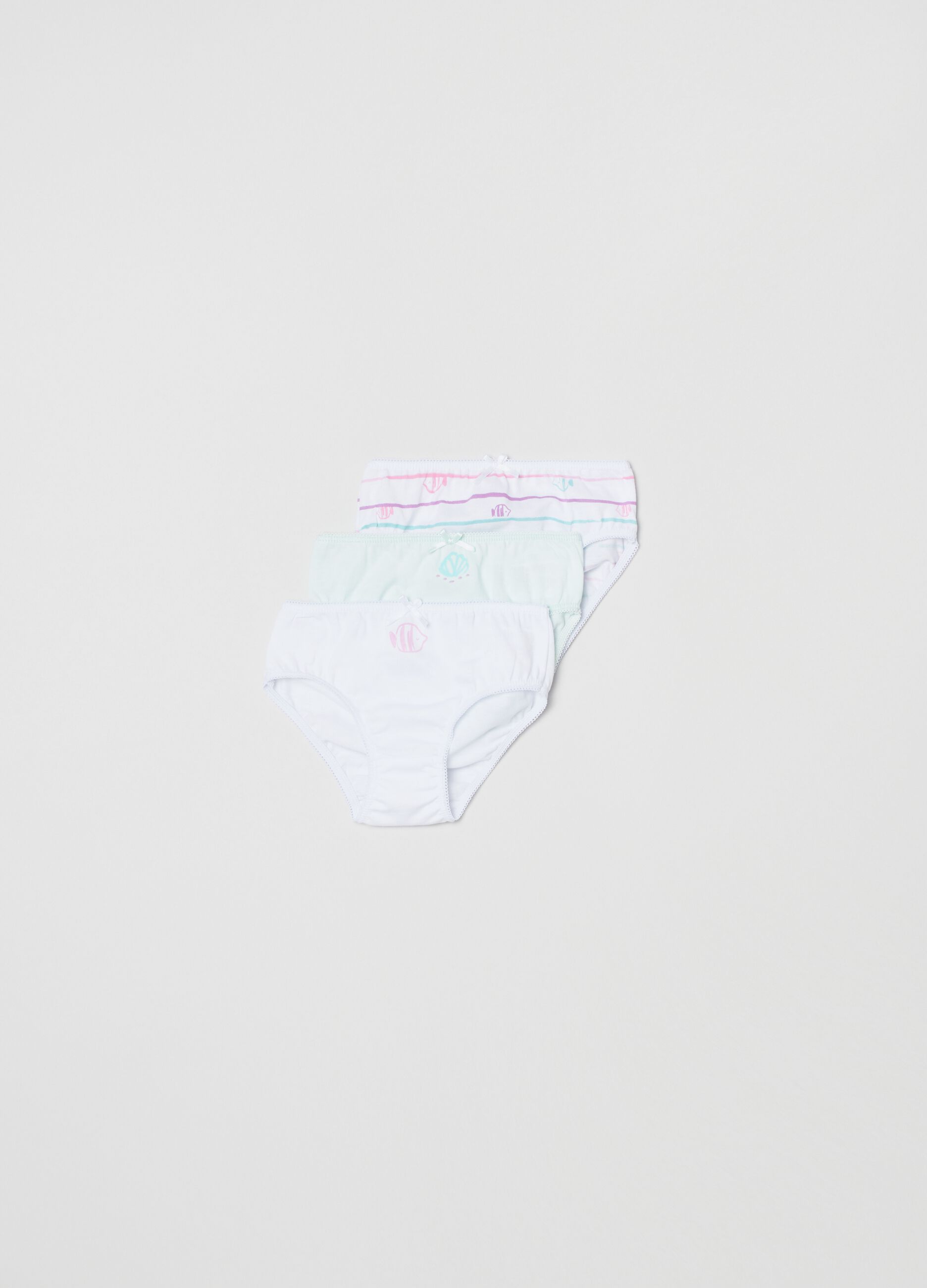 Three-pack cotton briefs with bow