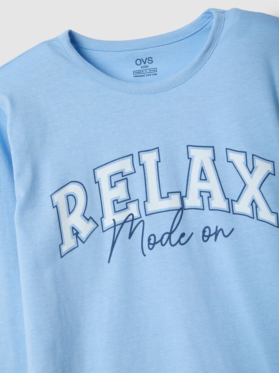 Sky blue regular fit organic cotton pyjamas for girls_2