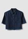 Blue denim shirt in cotton blend, oversized fit with frayed hem_4