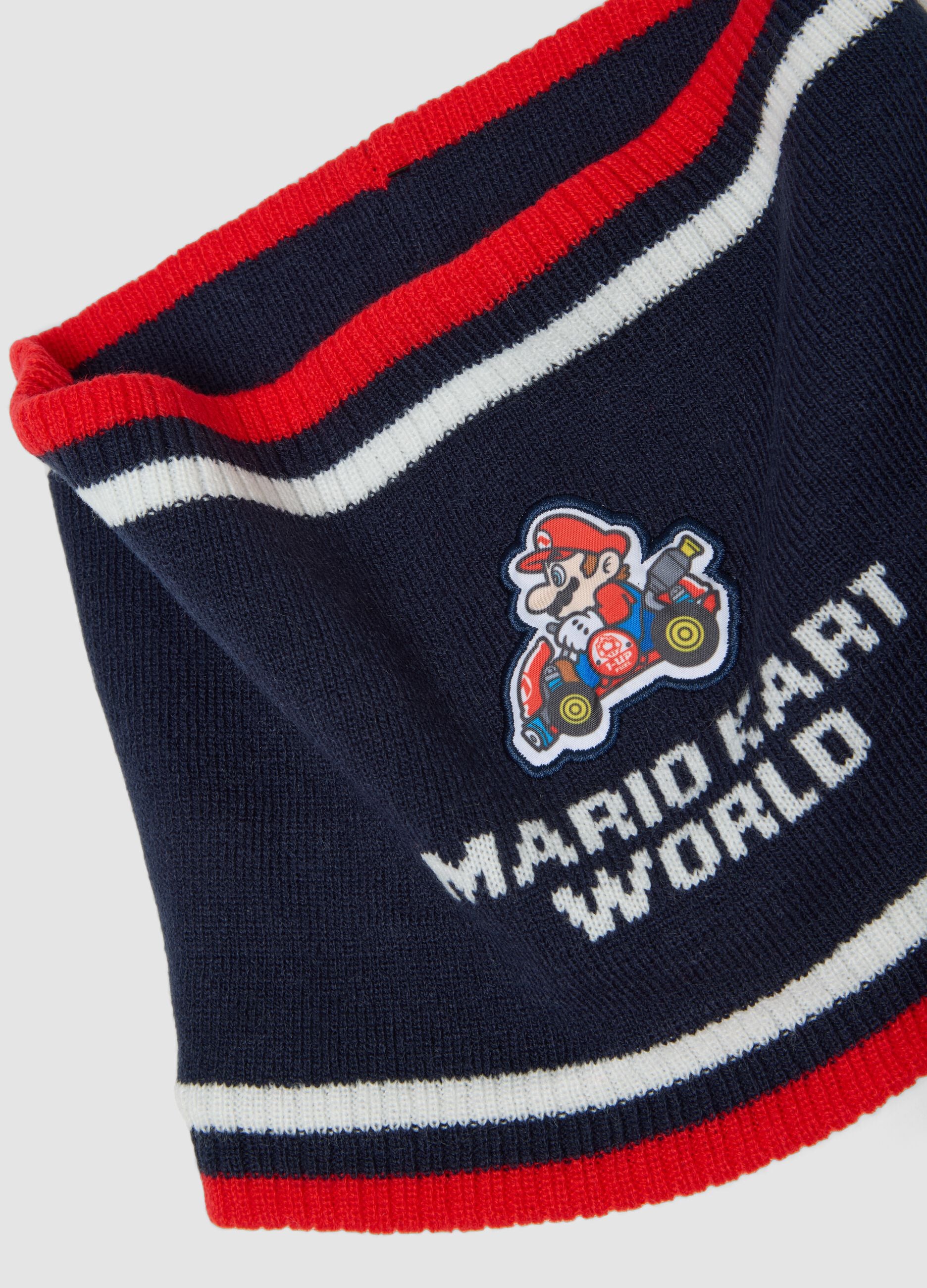 Sciarpa blu indigo a tubo con stampa Mario Kart