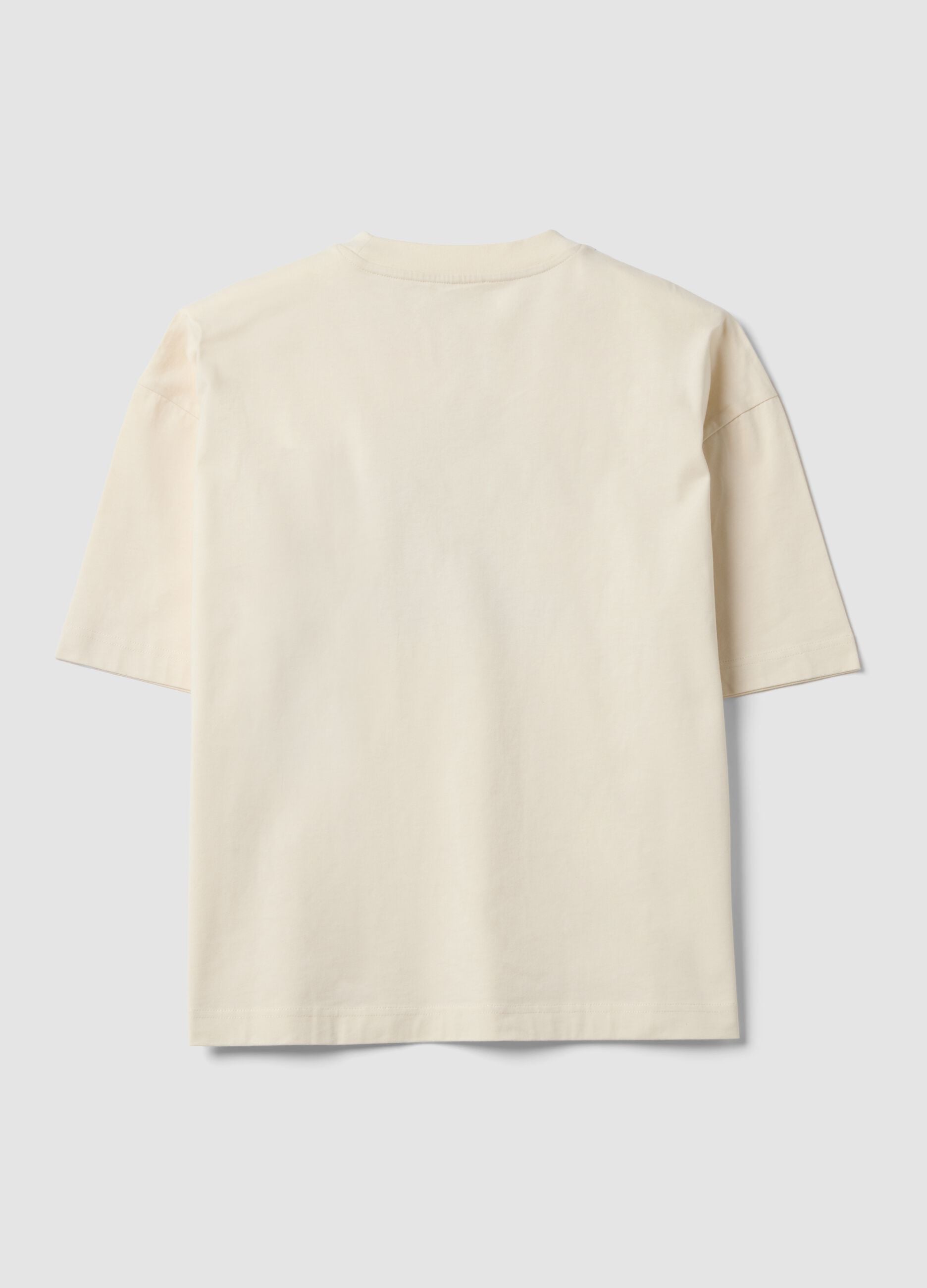 T-shirt branca em algod&atilde;o puro com estampado frontal Six Seven, corte boxy