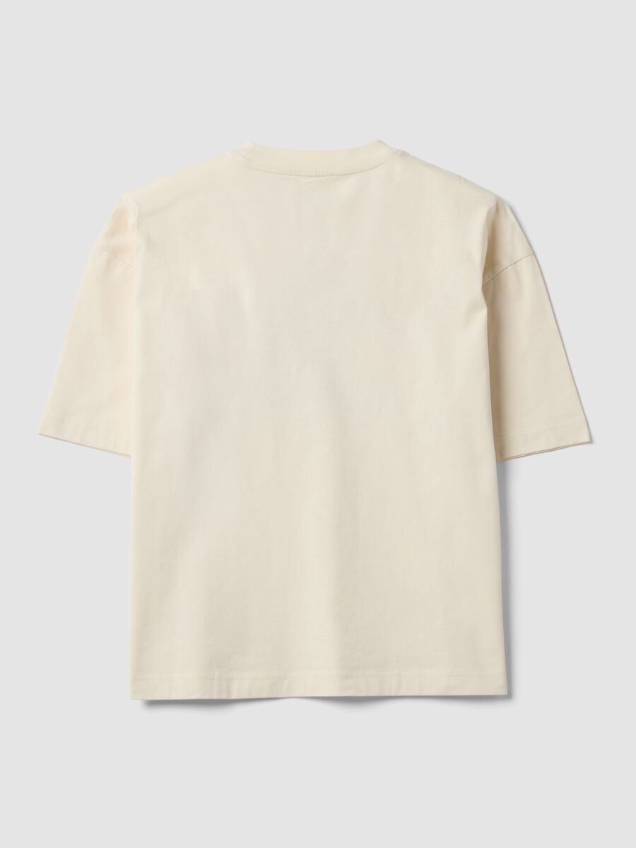 White pure cotton T-shirt with Six Seven front print, boxy fit_1