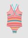 Girls&rsquo; multicolour striped stretchy one-piece swimsuit_1