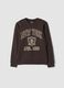 Sudadera marr&oacute;n oscuro de algod&oacute;n puro con cuello redondo_0
