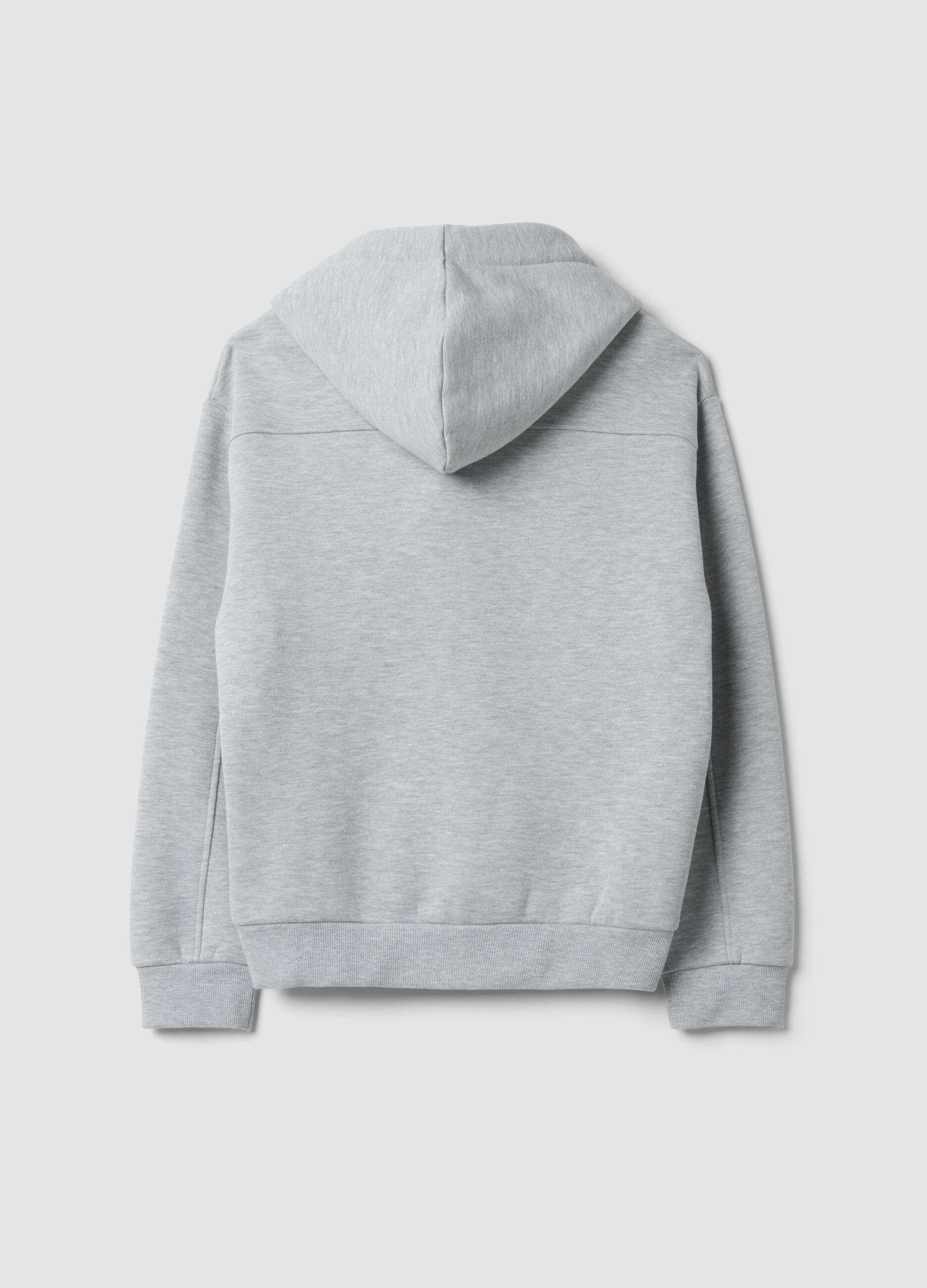 Grey marl hoodie with knotted drawstrings, regular fit