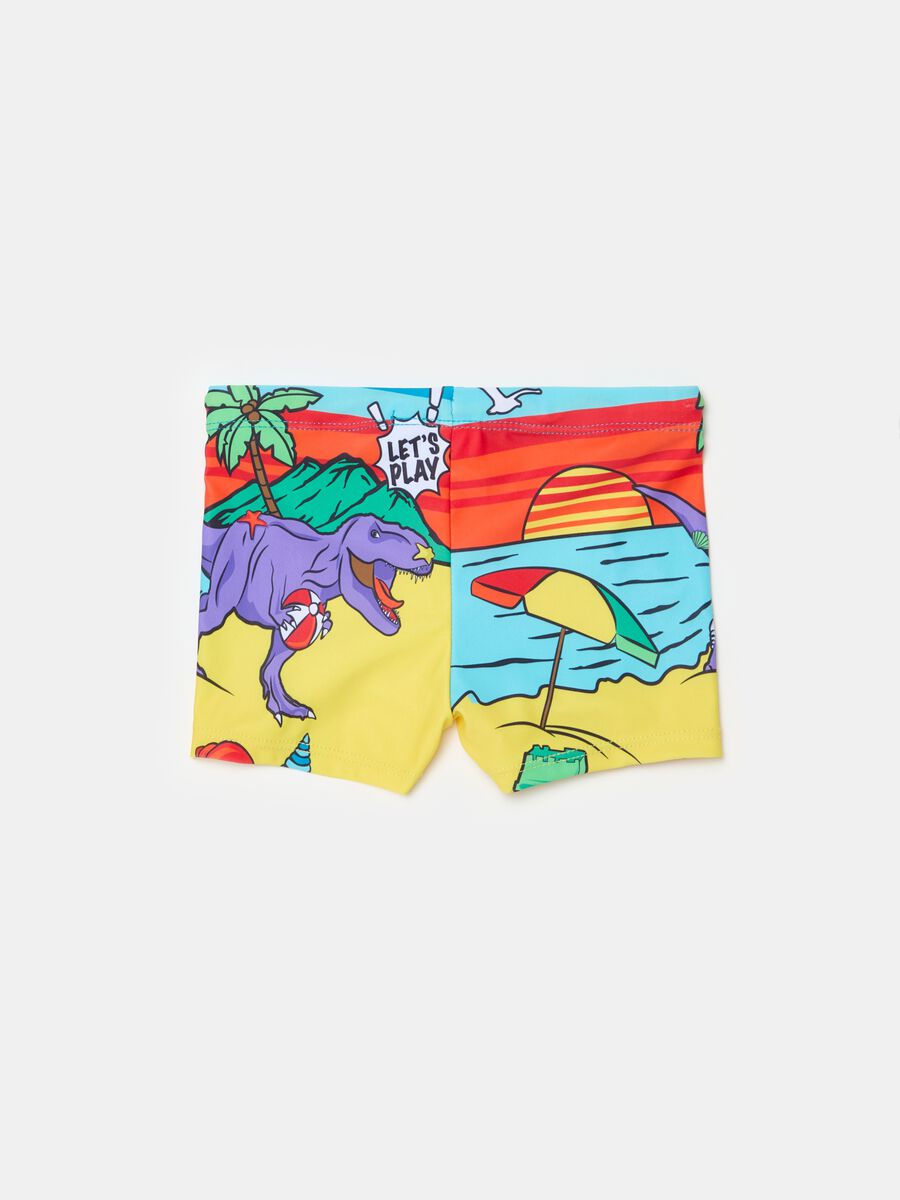 Swimming trunks with print and drawstring_2