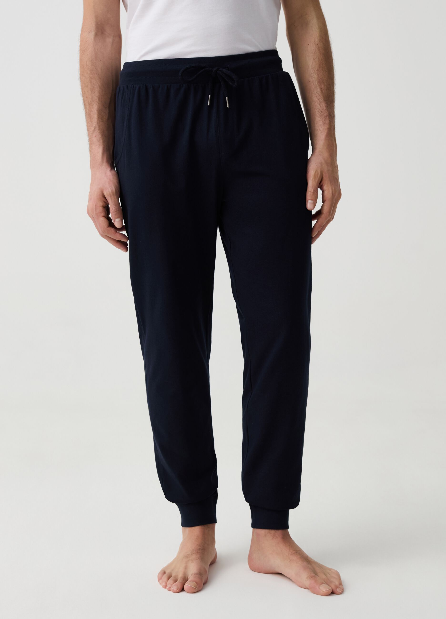 Long pyjama trousers with drawstring