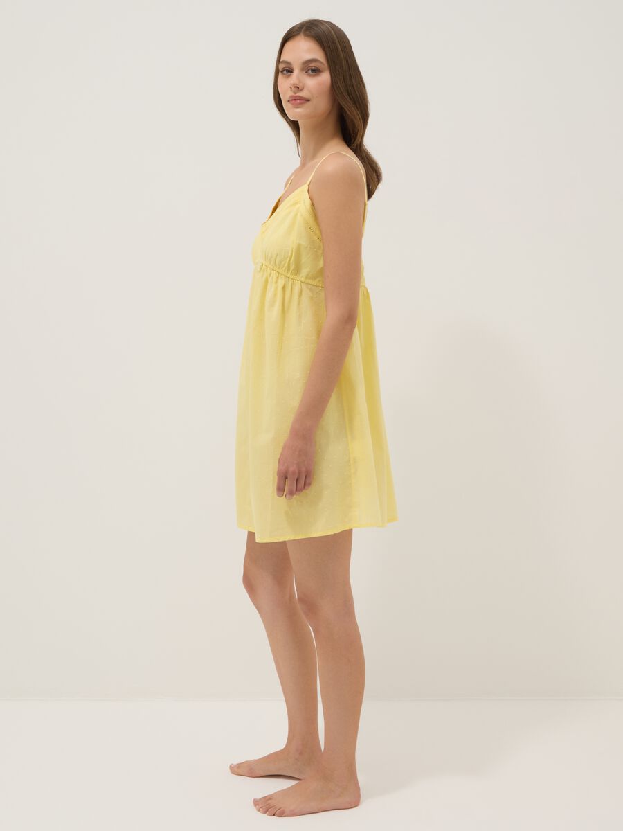 Yellow organic cotton nightdress with thin straps_1