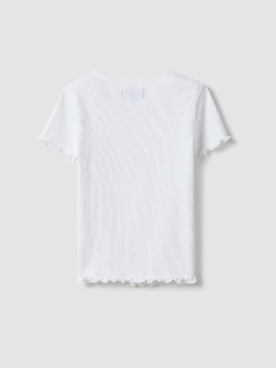 Girls' white stretch cotton t-shirt regular fit_1