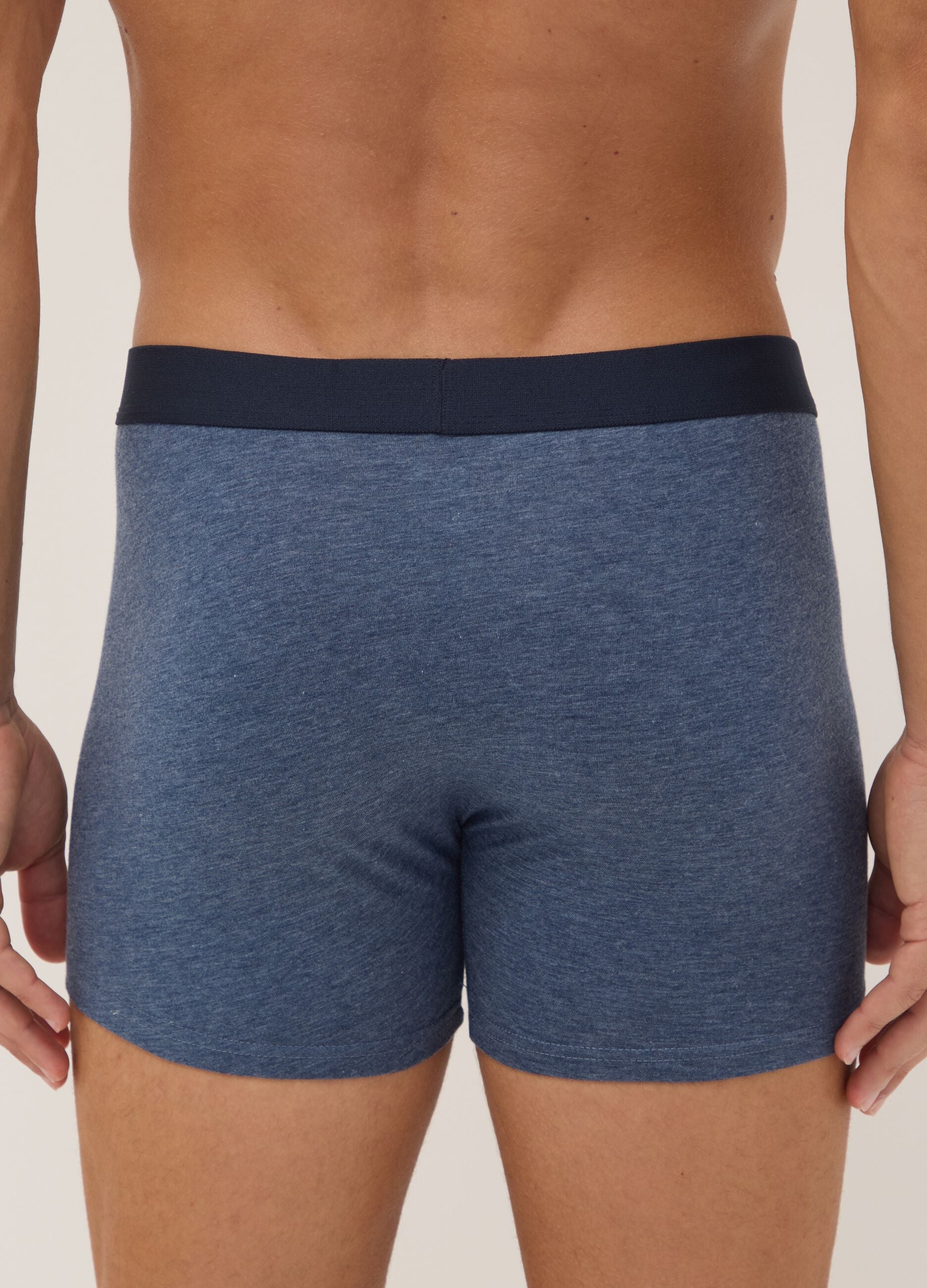 3er-Pack Boxershorts in Blau und Schwarz aus elastischer Bio-Baumwolle
