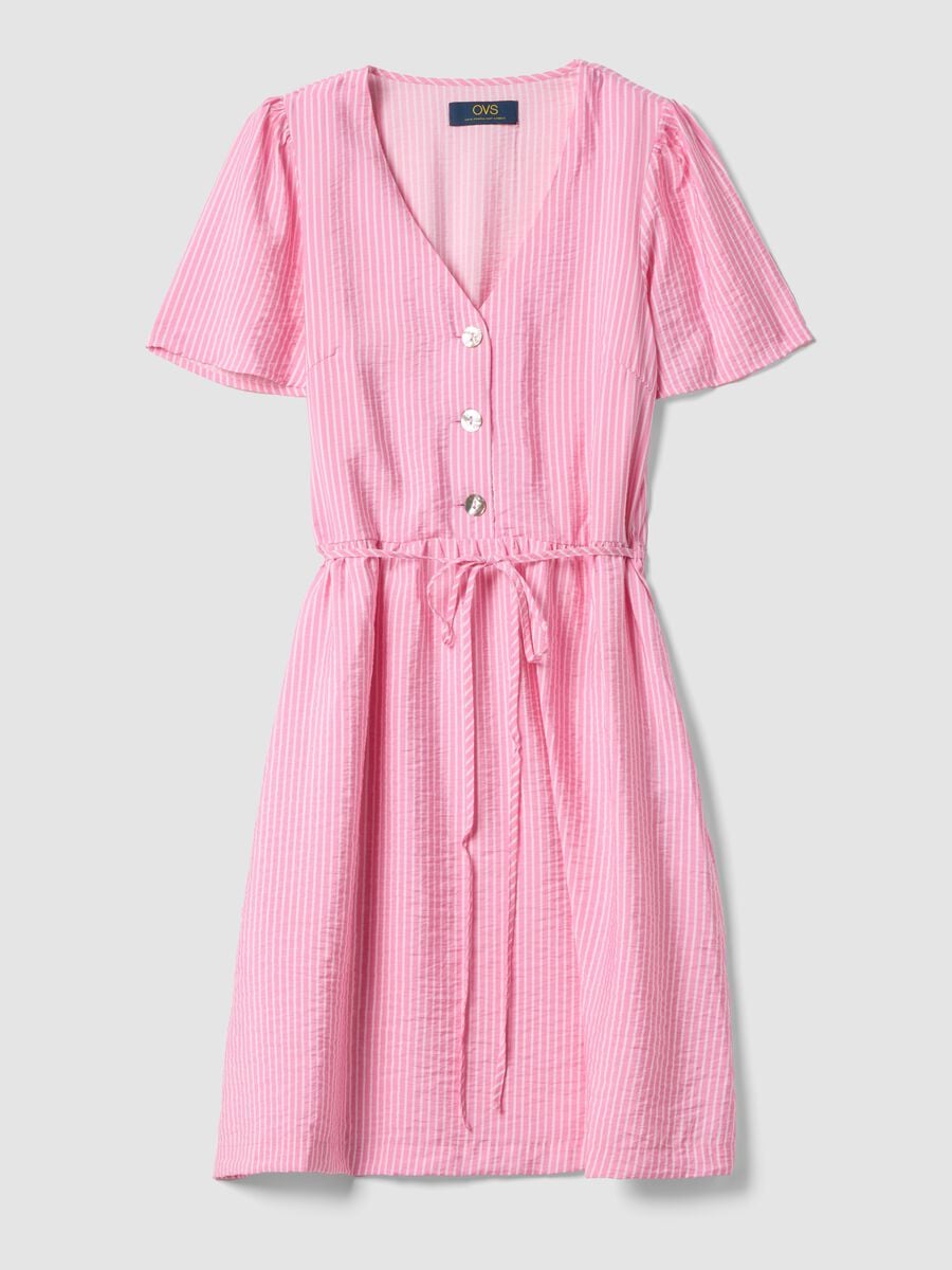 Pink striped viscose-blend dress_4