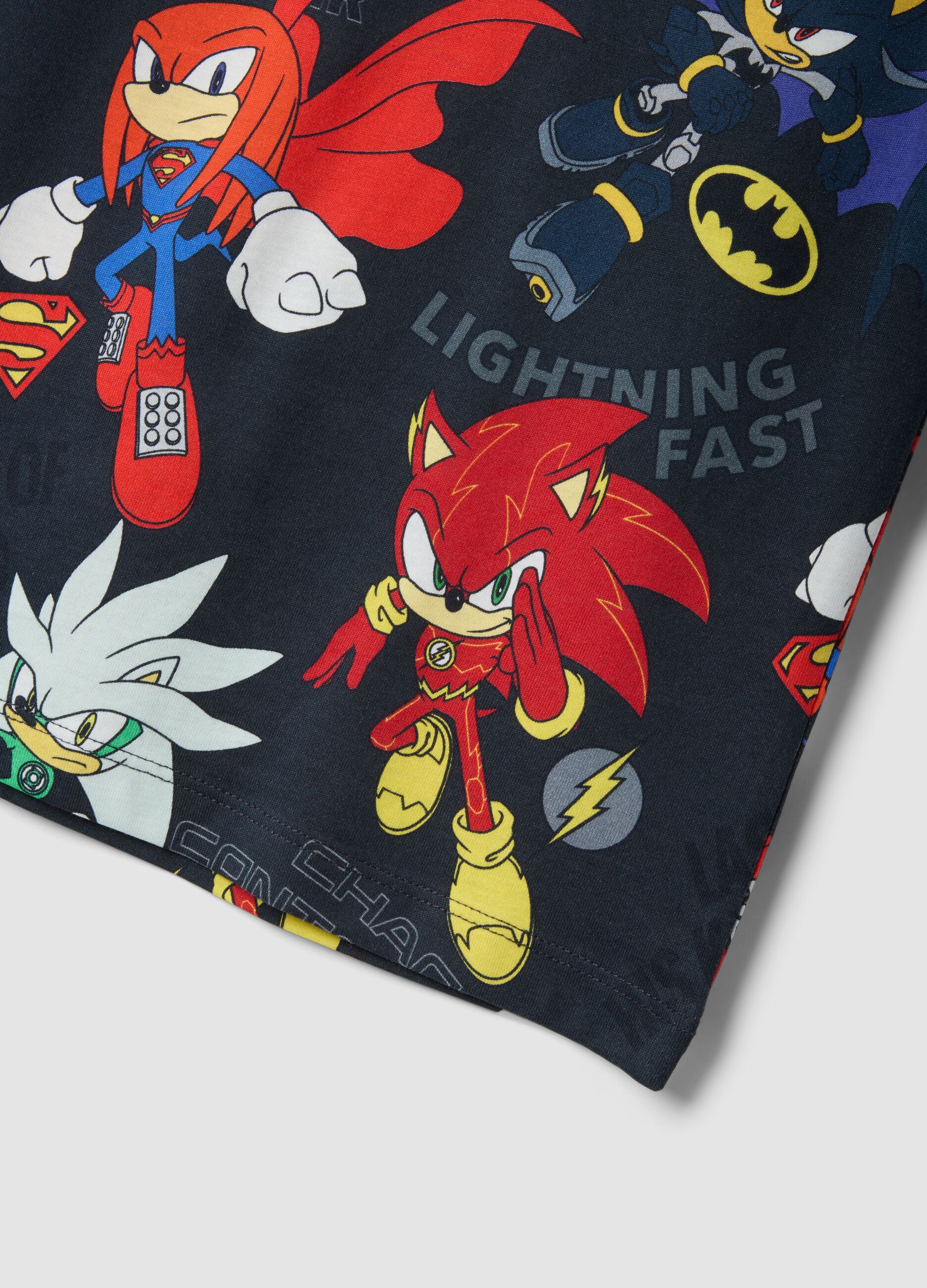 Blue pure cotton vest with all-over Sonic print