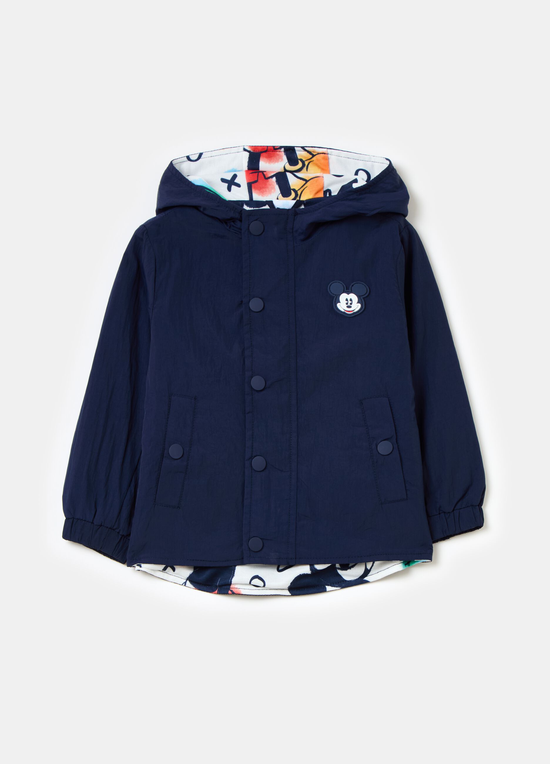 Pea coat with hood and Mickey Mouse patch