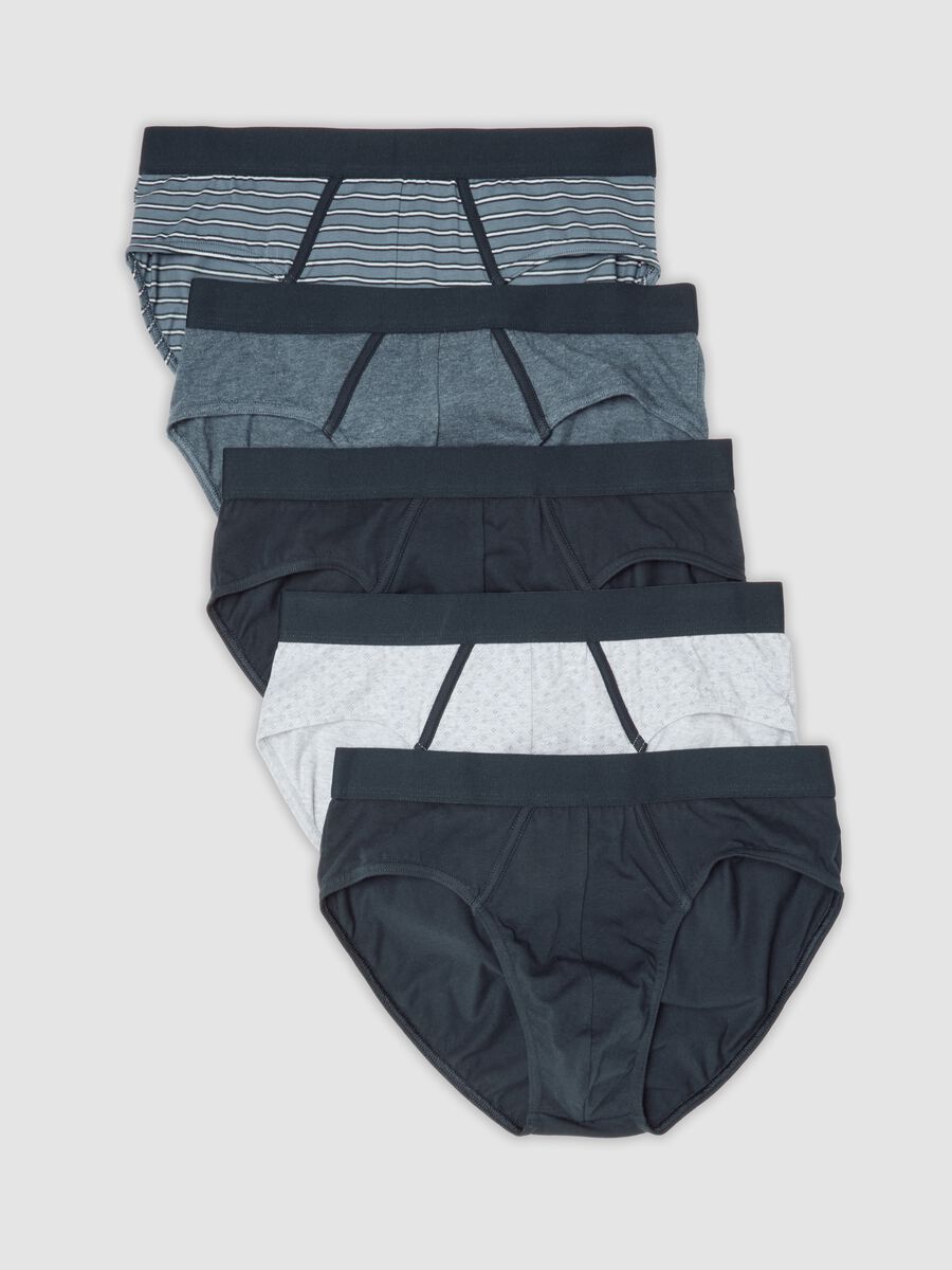 Pack of five multicolour organic stretch-cotton briefs_0