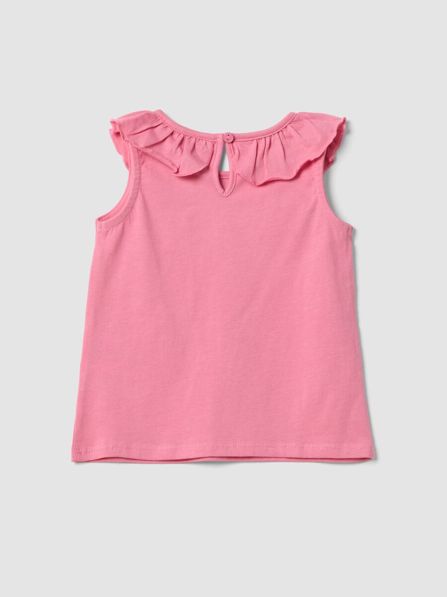 Pink organic cotton vest top with ruffle_1
