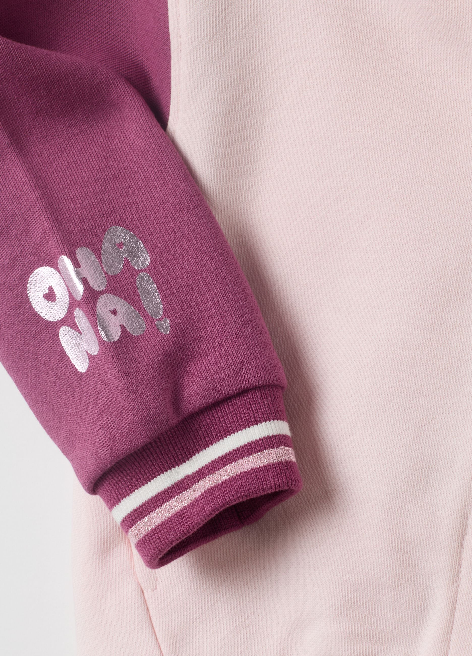 Pink 100% cotton sweatshirt with Lilo & Stitch snap buttons for baby girls
