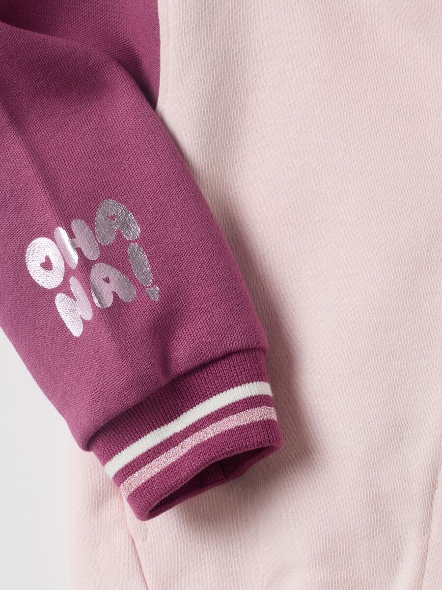 Pink 100% cotton sweatshirt with Lilo & Stitch snap buttons for baby girls_3