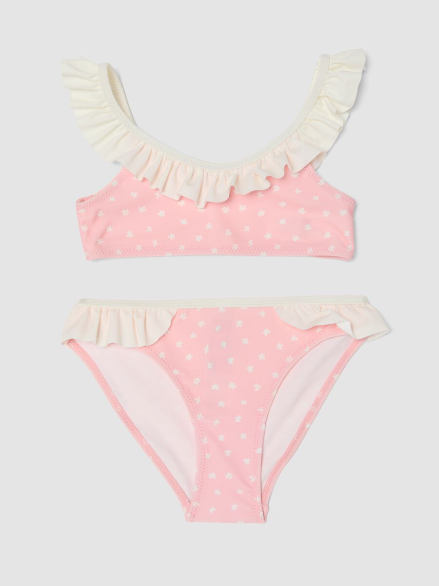 Pink stretch bikini with ruffles_0
