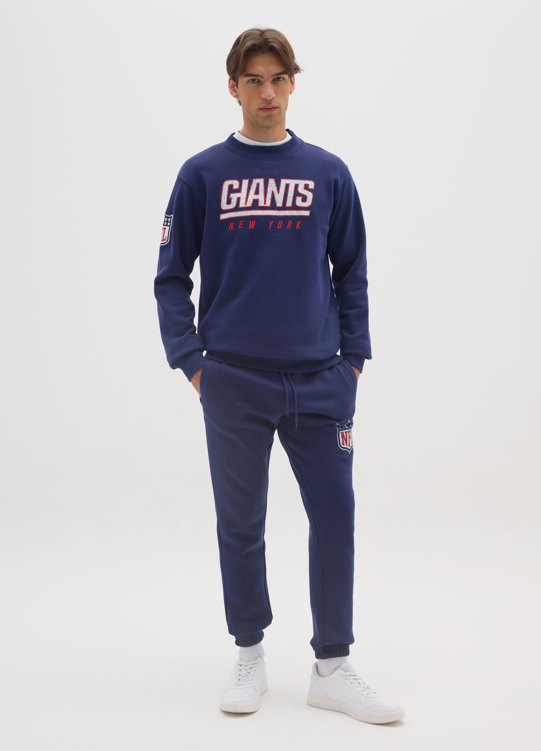 Blue cotton blend jogger trousers regular fit with NFL logo
