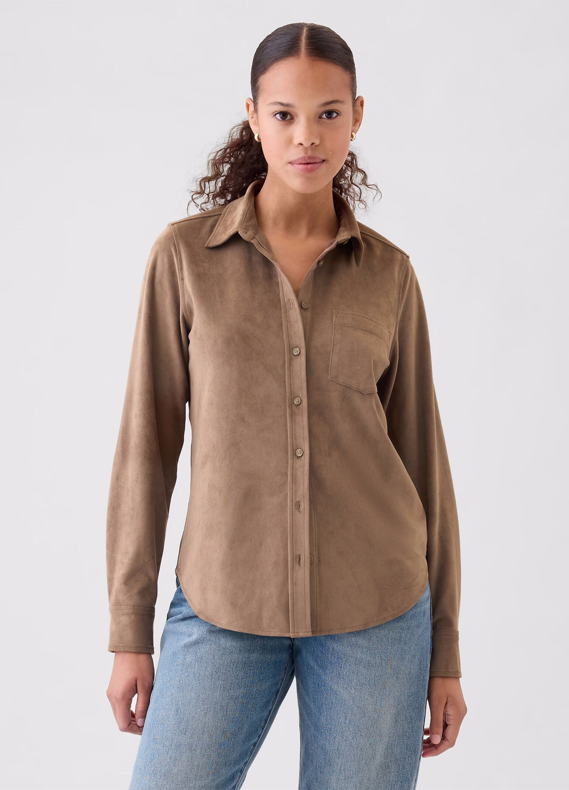 Suede shirt with pocket