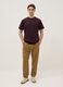 Brown pure cotton crew neck T-shirt regular fit_1