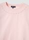 Pink pure cotton T-shirt with embroidered neckline_1