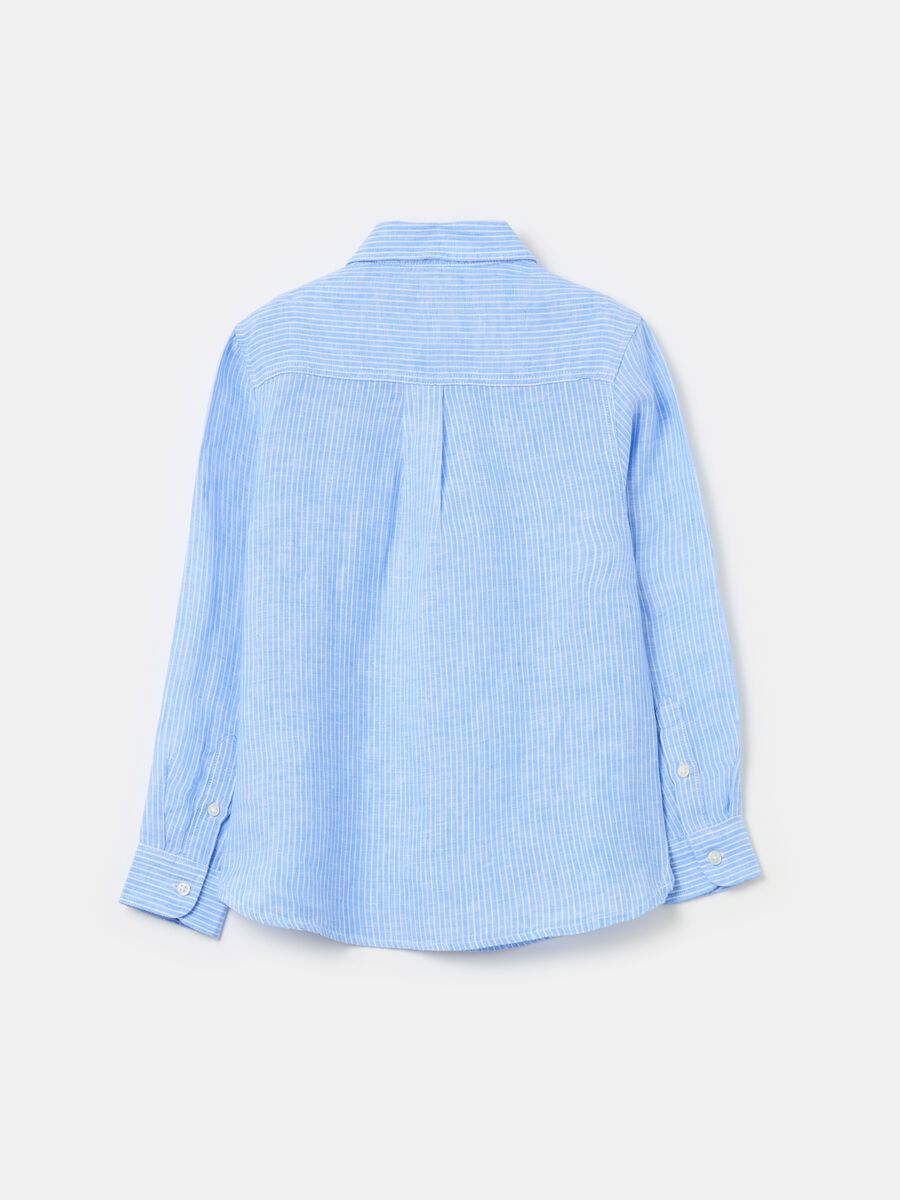 Camisa de lino de rayas con logo bordado_3